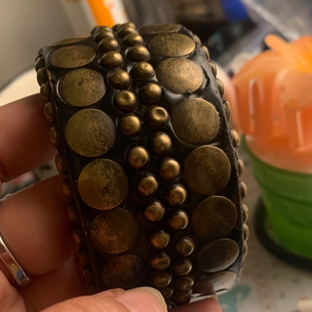 Black and Gold Studded Bracelet